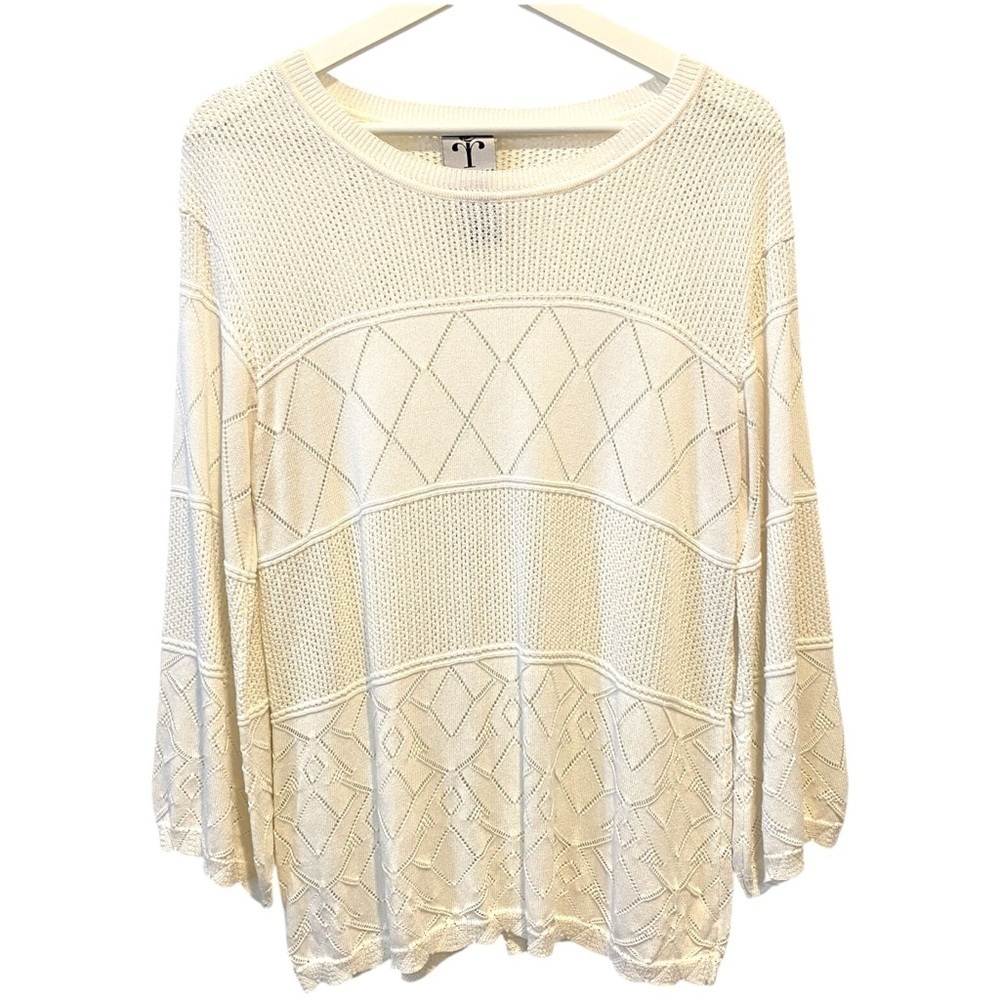 Coquette Lace Rain & Rose L Knit White Top Viscose - Flowy